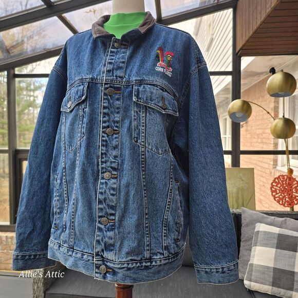 Vtg Dunbrooke Upstream Kellogg's Cornflakes Blue Denim Jean Jacket Coat XL - Picture 1 of 11